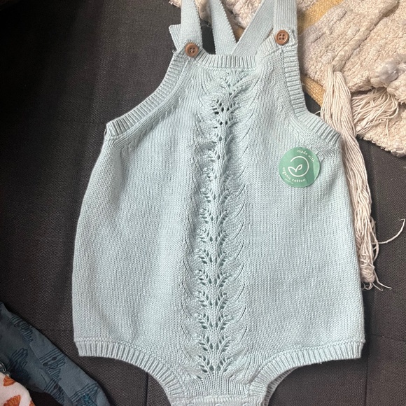 B 11 Little Planet by Carter's Knit Suspender-Style Bubble Romper - Picture 1 of 4